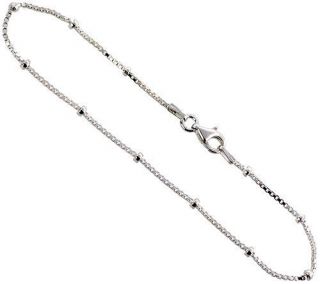   Silver 1.4 mm Italian Beaded BOX Chain Necklace, NICKEL FREE #bxb22