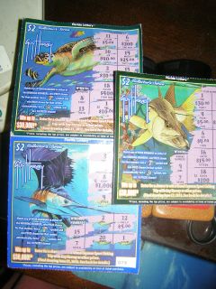 Guy Harvey Collectible Florida Lottery Tickets 3 of 6 (Scratched)