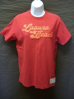 Hollister Mens Boys Red Short Sleeve T Shirt Laguna Beach Small Back 
