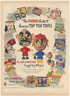 1954 Hasbro Mr and Mrs Potato Head Top Ten Toys Kits Paint Crafts 