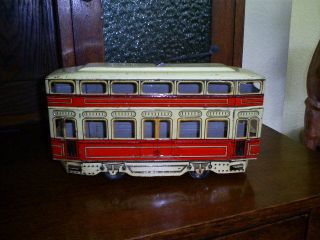 Antique Vintage SG Gunthermann Wind Up Tin Litho Trolley Streetcar Toy