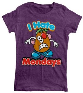   Vintage Style Juniors Mr. Potato Head I Hate Mondays T Shirt LARGE
