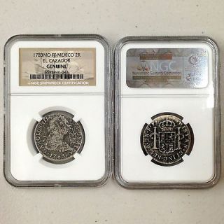 Nice 1783 Two (2) Reales El Cazador Shipwreck Silver Coin NGC COA 