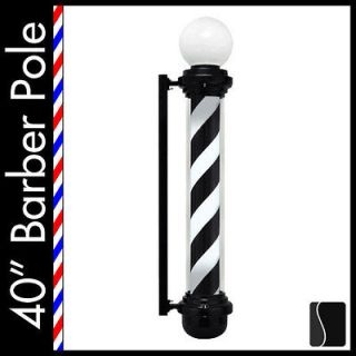 Large 40 Barber Pole Light Black White Retro Rotating Metal Hair 