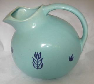 USA pottery Blue Tulip Ball Jug/Pitcher 1960s