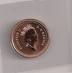 E301 CANADA 1c 1997 SPECIMEN COIN FROM A MINT SET   PERFECT   SEALED