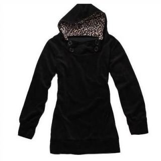 Women Girls Autumn Hoodies Leopard Sweatshirt Top Outerwear Parka 