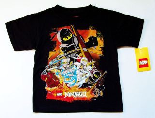 NINJAGO LEGO ® COLE, JAY, KAI & ZANE Boys Black T Shirt NWT Sz. 4, 5 