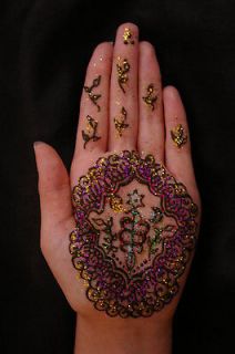 Henna Tattoo Temporary Stickers Glitter wedding Indian body art NEW 