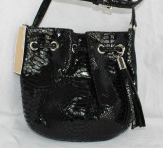 Michael Kors Ring Tote Patent Crossbody Bag Retail $168 Black Snake 