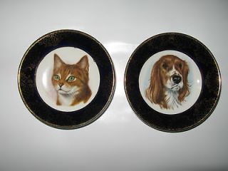 Weatherby Hanley Royal Falcon Ware Plates, Cat and Spaniel, England 