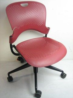 10 01) Red Herman Miller Caper Armless Office Desk Chair w/ Caster 