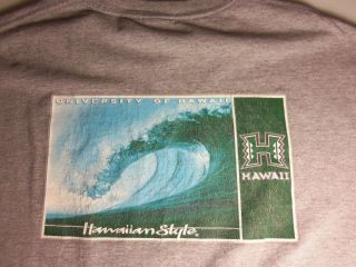 Mens T Shirt university of hawaii hawain style surf wave gray size sz 