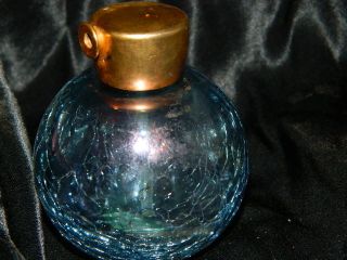 Vintage Holmspray Blue Crackle Glass Perfume atomizer bottle