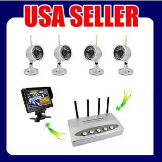4GHz Wireless 4CH Camera Home CCTV Security System DVR Waterproof 