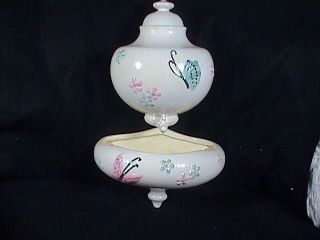 VINTAGE HULL WALL HANGING LAVABO 2 PIECE SET BUTTERFLY MOTIF 1956