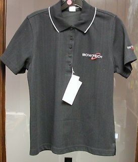 Bowtech Ladies Button Polo Short Sleeve Shirt, Black, XLarge 102R