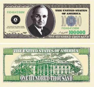 One Hundred Thousand Casino Dollar Bill Notes 2 for $1