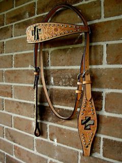 HORSE BRIDLE WESTERN LEATHER HEADSTALL CARVED ZEBRA HAIR ON CROSS TACK 