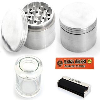 BRAND NEW 4pc 2.2 Indian Crusher Herb Grinder Glass Jar Container 