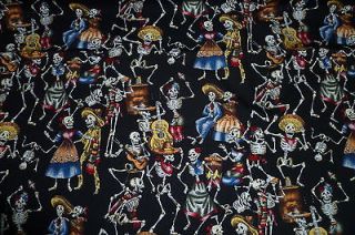 Metre Cotton Fabric Material ♥ Mexican Dancing SKELETONS Day of 