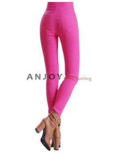 Womens Candy Color High Waisted Hot Pants Cotton Yoga Tight Leggings 