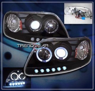 97 03 FORD F 150 EXPEDITION HALO LED PROJECTOR HEADLIGHT BLACK 98 99 