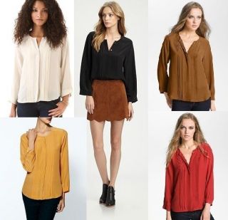 2012 Fall $218+ Joie Mellea Silk Top Pleated Blouse Shirt Long 