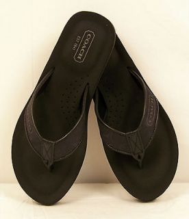 COACH Jolie 12CM Signature C Black Flip Flop Sandals Womens Shoes New 