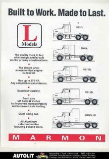 1995 1996 ? Marmon SB57L SB90L SB103L SB125L SB125LHR Tractor Truck 