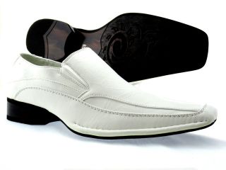 Mens Leather White Dress Shoes Slip On Loafers rounded Toe Great With 