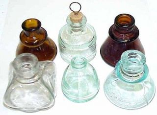 Vintage Ink Bottles Carter’s Green & Amber, Diamond, & Sanford’s 