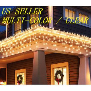   ) CLEAR / MULTI COLOR 100CT ICICLE CHRISTMAS LIGHTS WHITE WIRE 12FT