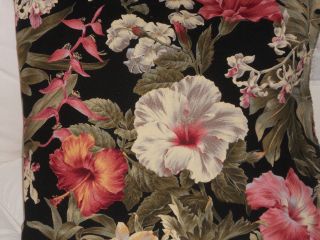 Tropical Hawaiian Cotton Barkcloth Fabric Pillow SLIPCOVER ~Floral 