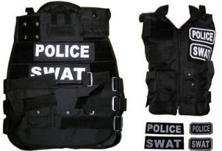 SWAT Police Black Tactical Vest;Pouches for Radio;Holsters​;Clips