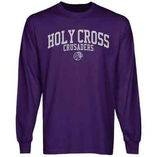 Holy Cross Crusaders Team Arch Long Sleeve T Shirt   Purple
