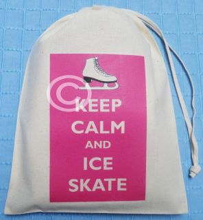   AND ICE SKATE   SMALL NATURAL COTTON DRAWSTRING BAG  Skater / Skating