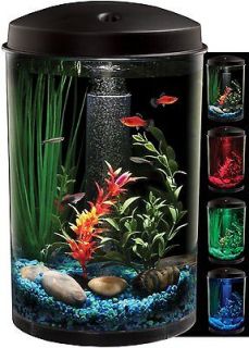 AQUARIUS Aqua View 360 Aquarium Kit w/ LED Light 3 Gallon Fish Tank 