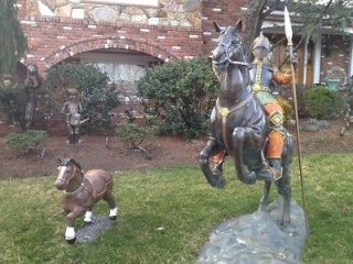 Knight On Horse Metal Lawn Statue  Lifesize