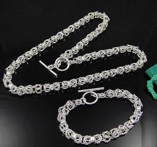 Toggle clasp stylish jewelry in 925 sterling silver byzantine Bracelet 