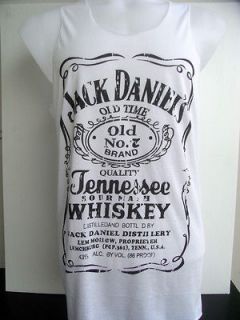 Jack Daniel Old Brand Whiskey Liquor White Tank Top Singlet Cotton Men 