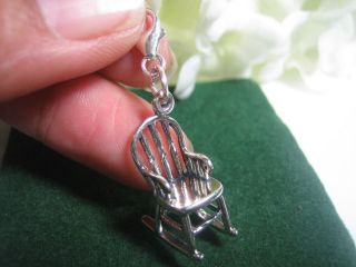 Sterling Silver Bent wood Rocking chair Furniture Charm Pendant   Clip 