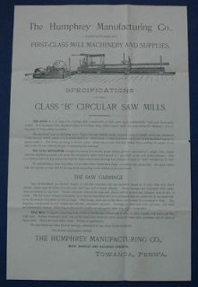 Beautiful Large Vintage ad Class B Circular Saw Mills