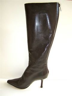 JIMMY CHOO BROWN LEATHER PEONY TALL BOOTS 36.5/6.5 $965