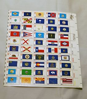US STAMP Sheet of 50 STATE FLAGS Bicentennial 1976 MNH #1633 1682 