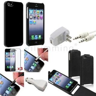 Black Ultra Thin Hard Cover Case+10X Accessory Bundle For iPhone 5 5G 
