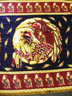 FABRIC PANEL EAGLES FEATHERS NATIVE AMERICAN DESIGN 43 X 26 OOP RARE
