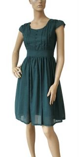 BL1068 FOREST GREEN VINTAGE STYLE COTTON COCKTAIL DRESS SIZE XL
