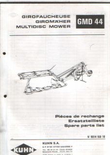kuhn multidisc mower gmd44 parts manual  16 14  