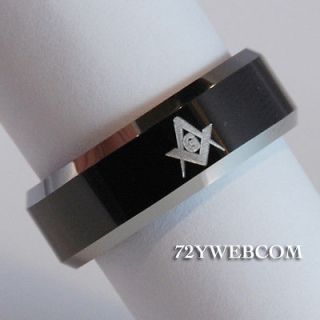   Carbide Ring 8MM Black Freemason Masonic Amazing Elegant Ring   TG015